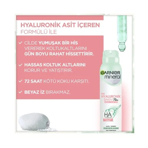 Garnier%20Mineral%20Hyaluronik%20Bakım%2072%20Saat%20Sprey%20Deodorant%20150%20ml