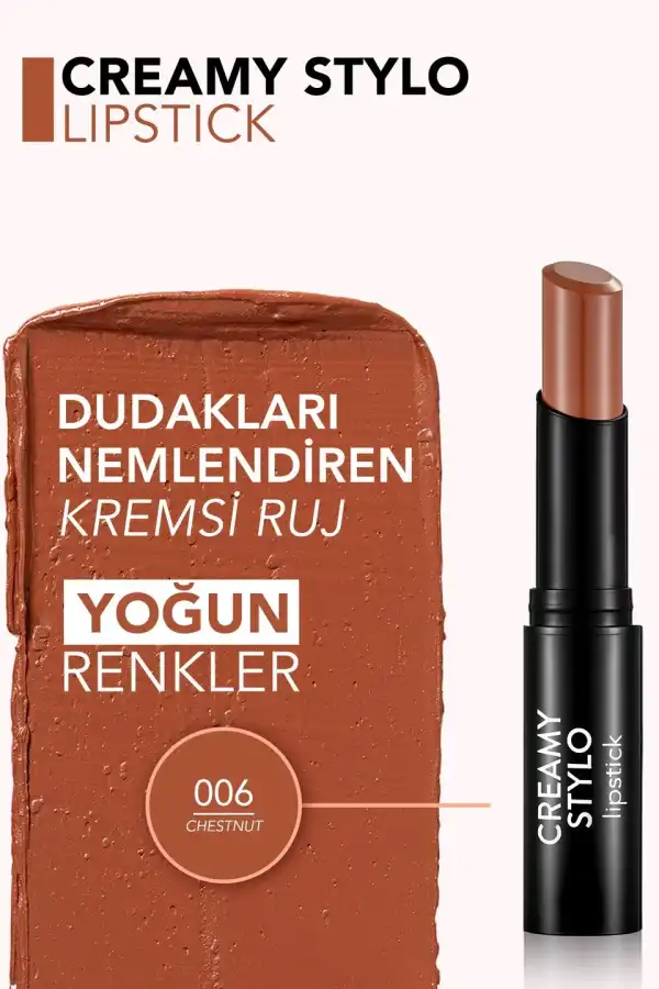 Flormar%20Creamy%20Stylo%20Yüksek%20Pigmentli%20&%20Yarı%20Parlak%20Bitişli%20Kremsi%20Ruj%20006%20Chestnut