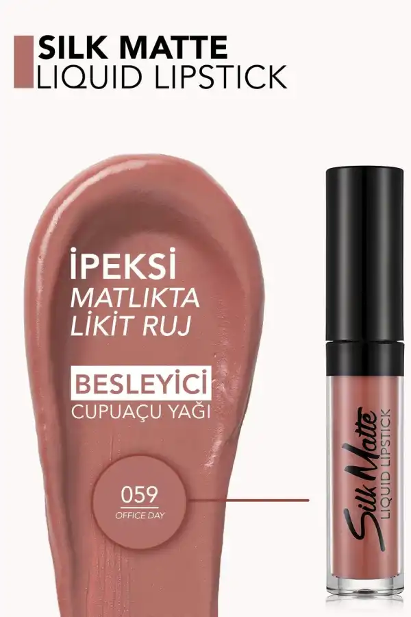 Flormar%20Silk%20Matte%20Yüksek%20Pigmentli%20&%20Mat%20Bitişli%20Nemlendirici%20Likit%20Ruj%20059%20Office%20Day