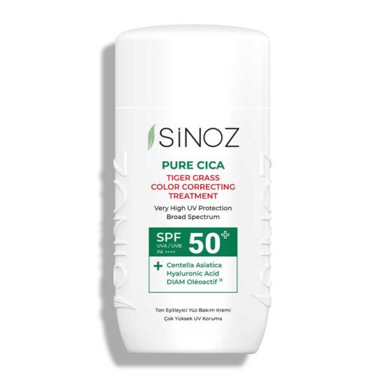 Sinoz Spf50+ Pure Cica Tiger Grass Anında Ton Eşitleyici Sıvı Güneş Kremi - Mineral Filtre 50 ml