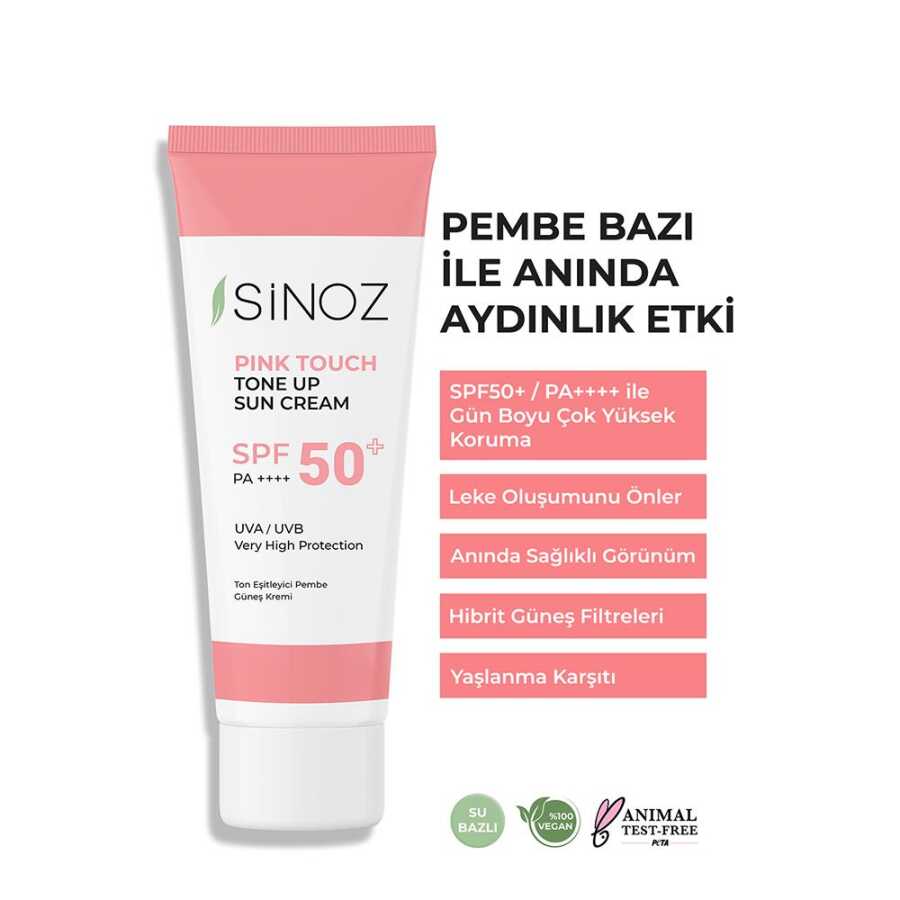 Sinoz%20Pink%20Touch%20Spf%2050+%20Cilt%20Aydınlatıcı%20Ton%20Eşitleyici%20Pembe%20Yüz%20Güneş%20Kremi%2050%20ml