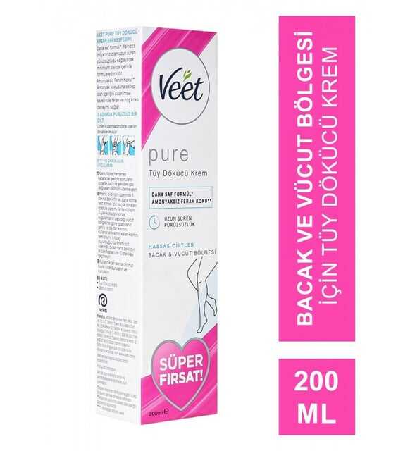 Veet%20Pure%20Hassas%20Ciltler%20İçin%20Tüy%20Dökücü%20Krem%20200%20ml